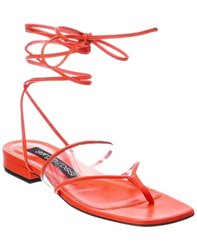 Sergio Rossi Lunettes 15 Leather & Vinyl Sandal In Orange