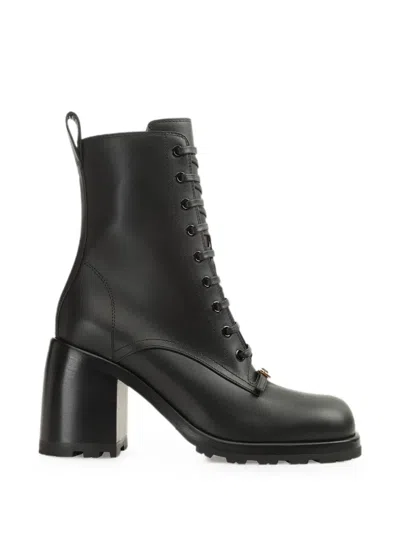 Sergio Rossi Maeven Leather Combat Boots In Black