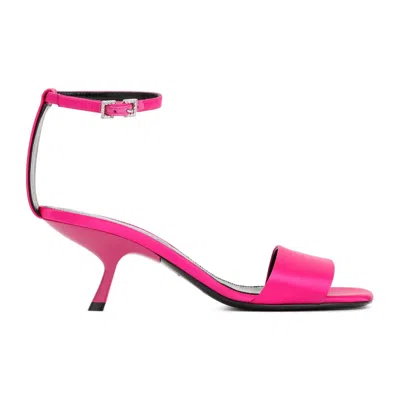 Sergio Rossi Magenta Satin Sandals In Pink