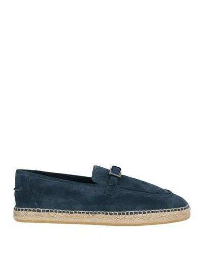 Sergio Rossi Man Espadrilles Navy Size 8 Leather In Multi