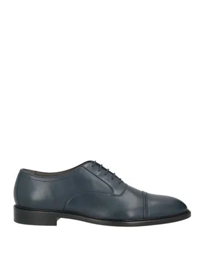 Sergio Rossi Man Lace-up Shoes Midnight Blue Size 7 Leather