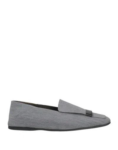 Sergio Rossi Man Loafers Grey Size 8 Textile Fibers In Gray