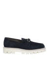 Sergio Rossi Man Loafers Navy Size 9 Leather In Blue