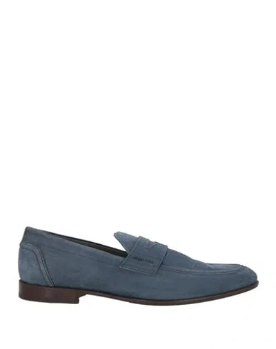 Sergio Rossi Man Loafers Pastel Blue Size 8 Leather In Multi