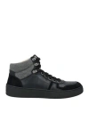 Sergio Rossi Man Sneakers Black Size 9 Leather, Textile Fibers