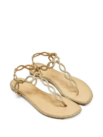Pre-owned Sergio Rossi Mermaid Glitter-detail Sandals In Gold
