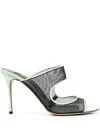 Sergio Rossi Mesh Detail Open-toe Pumps In Black