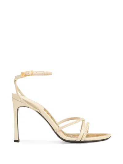 Sergio Rossi 브레이디드 레더 샌들 In Metallic