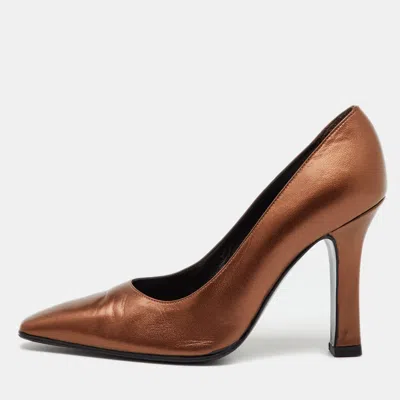 Pre-owned Sergio Rossi Metallic Brown Leather Pumps Size 37