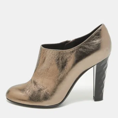 Sergio Rossi Metallic Foil Leather Ankle Booties In Green
