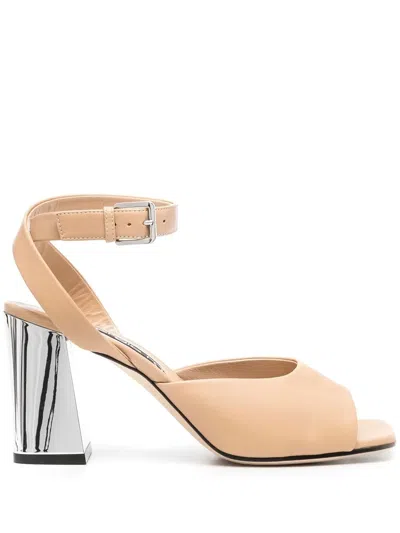 Sergio Rossi Metallic-heel Detail Sandals In Nude