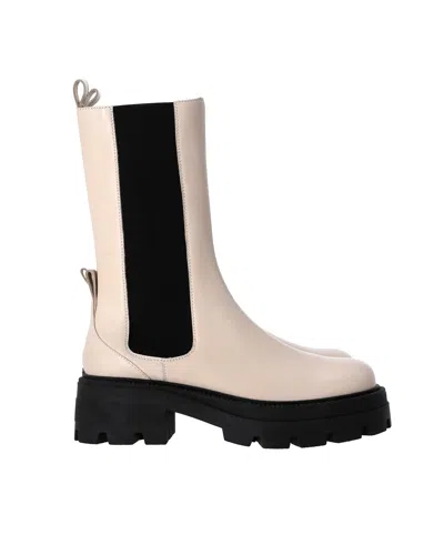 Pre-owned Sergio Rossi Milla Platform Boots In White Leather In Multi