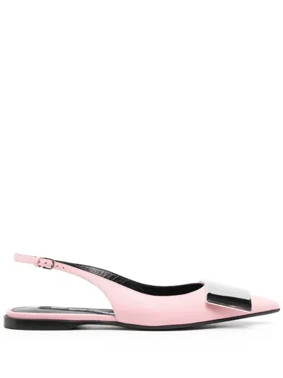 Sergio Rossi Miroir Leather Slingback Pumps In Pink