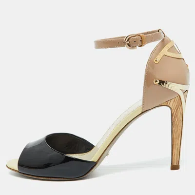 Sergio Rossi Multicolor Patent Leather Ankle Strap Sandals