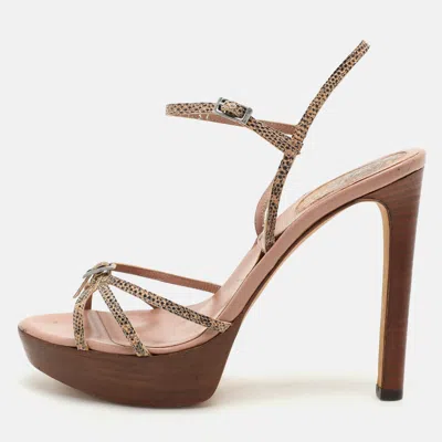 Pre-owned Sergio Rossi Multicolor Snakeskin Embossed Leather Ankle Strap Sandals Size 37
