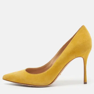 Pre-owned Sergio Rossi Mustard Size 37 Yellow Suede Pumps