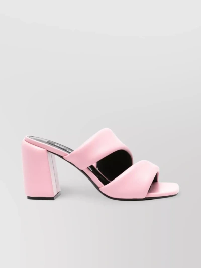 Sergio Rossi Nappa Leather Block Heel Mules In White