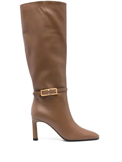 Sergio Rossi Nora 105mm Leather Boots In Black