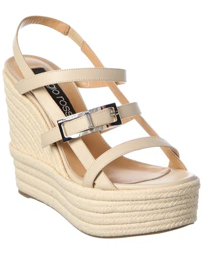 Sergio Rossi Nora 75 Leather Wedge Sandal In Pattern