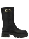Sergio Rossi Chunky Sole Mid-calf Round Toe Buckle Boots In Black