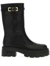 Sergio Rossi Chunky Sole Mid-calf Round Toe Buckle Boots In Black
