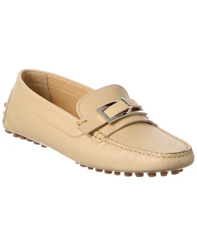 Sergio Rossi Nora Leather Loafer In Neutral