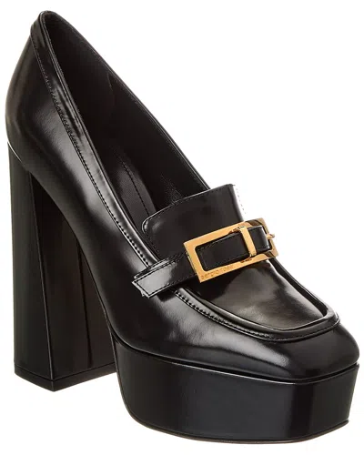 Sergio Rossi Nora 85 Leather Platform Pump In Black