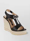 Sergio Rossi Sr Nora Sandals With Distinctive Buckle And Rope Wedge