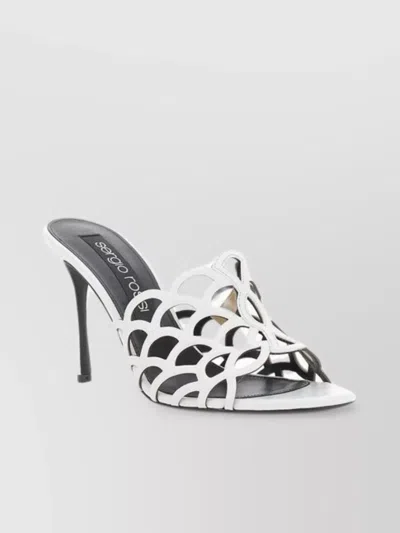 Sergio Rossi Open Toe Cut-out Mules In White