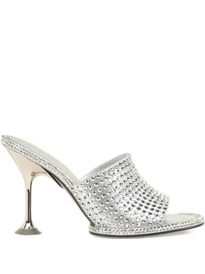 Sergio Rossi Orb Leather Mules In Metallic