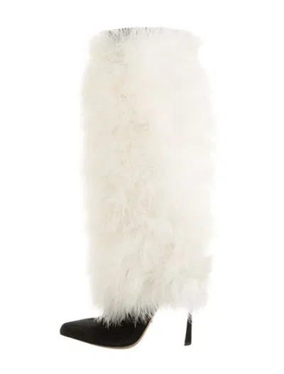 Pre-owned Sergio Rossi Ostrich Boots In Neutrals