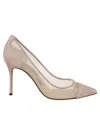 Sergio Rossi Suede-panel Mesh Pumps In Beige