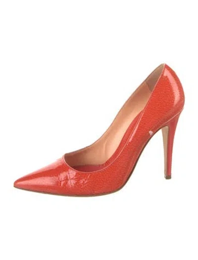 Pre-owned Sergio Rossi Patent Leather Animal Print Pumps In Red
