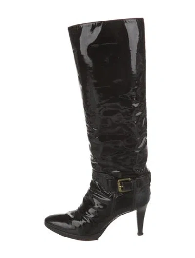 Pre-owned Sergio Rossi Patent Leather Boots In Black