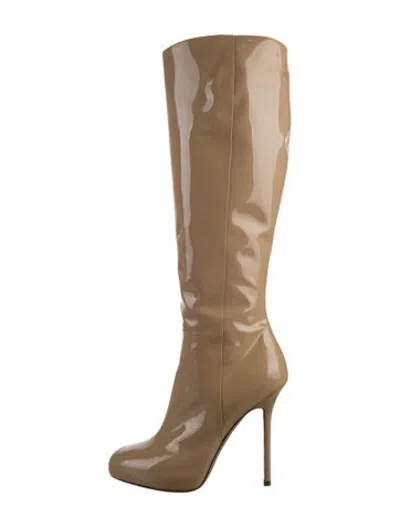 Pre-owned Sergio Rossi Patent Leather Boots In Neutrals