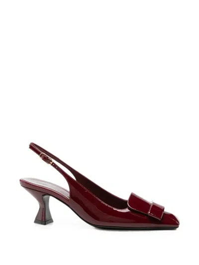 Sergio Rossi Patent Leather Buckle-detail Pumps In Burgundy