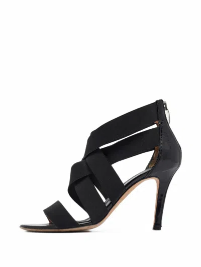 Pre-owned Sergio Rossi Patent Leather Elasticated Sandals In Black