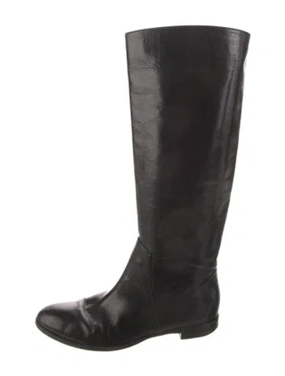 Pre-owned Sergio Rossi Patent Leather Riding Boots In Black