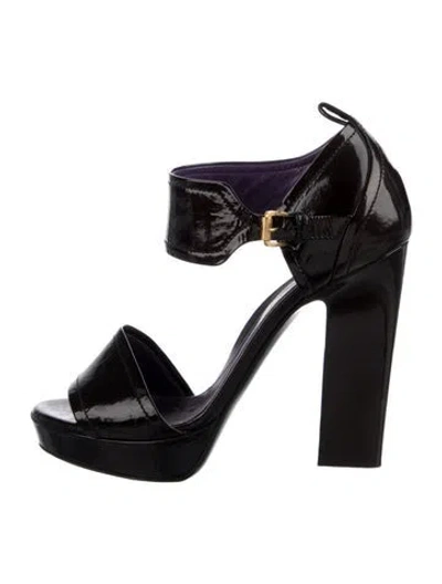 Pre-owned Sergio Rossi Patent Leather Sandals In Black