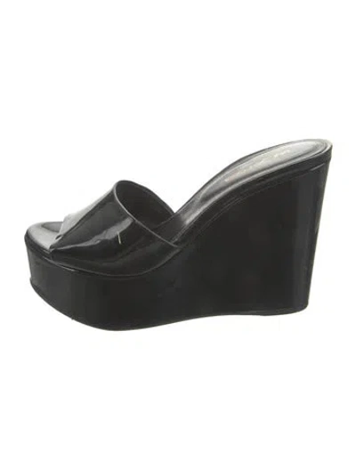 Pre-owned Sergio Rossi Patent Leather Slides In Black