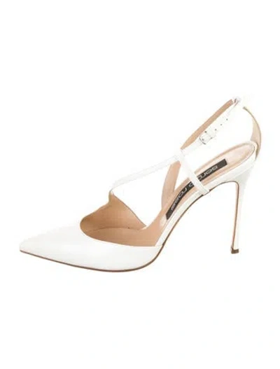 Pre-owned Sergio Rossi Patent Leather Slingback Pumps In White