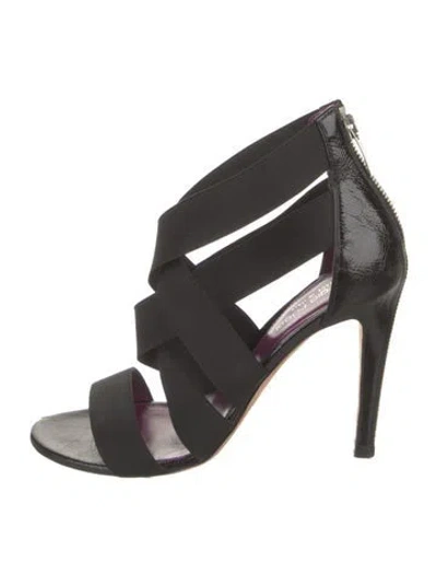 Pre-owned Sergio Rossi Patent Leather Slingback Sandals In Black