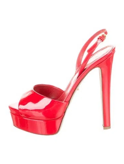 Pre-owned Sergio Rossi Patent Leather Slingback Sandals In Red
