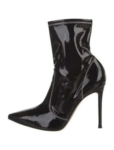 Pre-owned Sergio Rossi Patent Leather Sock Boots In Black