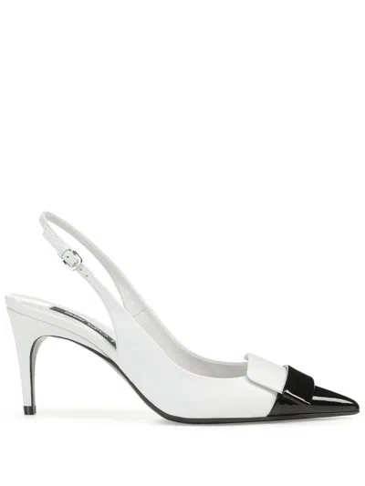 Sergio Rossi Patent Leather Toe Slingback In White