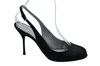 Sergio Rossi Peep Toe Slingback Heels In Black Textured Leather In Black