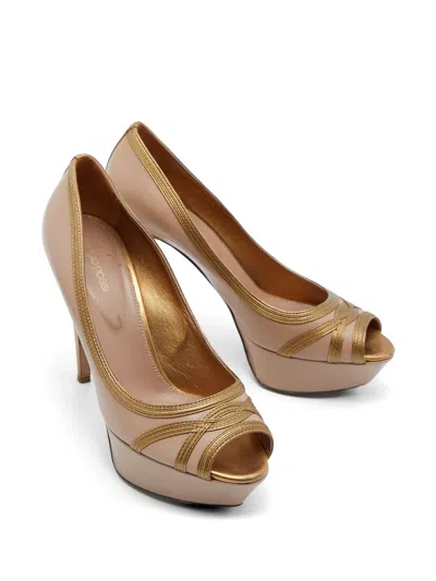 Pre-owned Sergio Rossi Peep-toe Platform Pumps In Pink