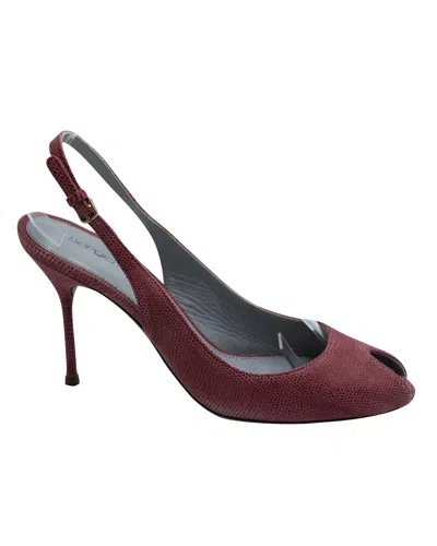 Pre-owned Sergio Rossi Peep-toe Slingback Pumps In Pink Leather In Burgundy