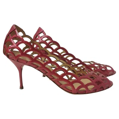 Pre-owned Sergio Rossi Perforated Open Toe It 38, 5 In Brown