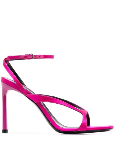Sergio Rossi Open-toe 100mm Leather Sandals In Pink & Purple